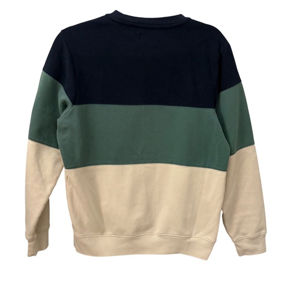LLBean Colorblock Sweatshirt Pullover Navy Green Cream Size S Reg - Picture 2 of 6
